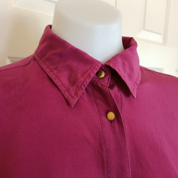 RM Williams Blouse Size 10 Magenta Silk Long Sleeve Button Up Collared Western - Picture 6 of 12